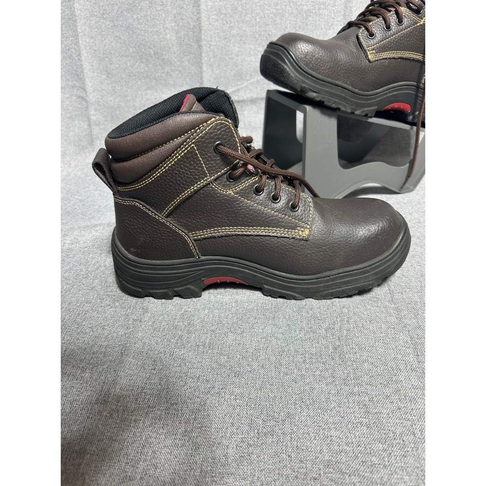 SKECHERS Men's Steel Toe Work Boots Puncture Resistant Leather Shoes Sz 9 Brown - Picture 4 of 12